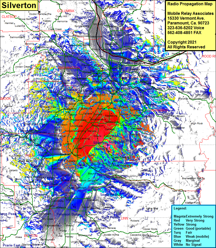heat map radio coverage Silverton